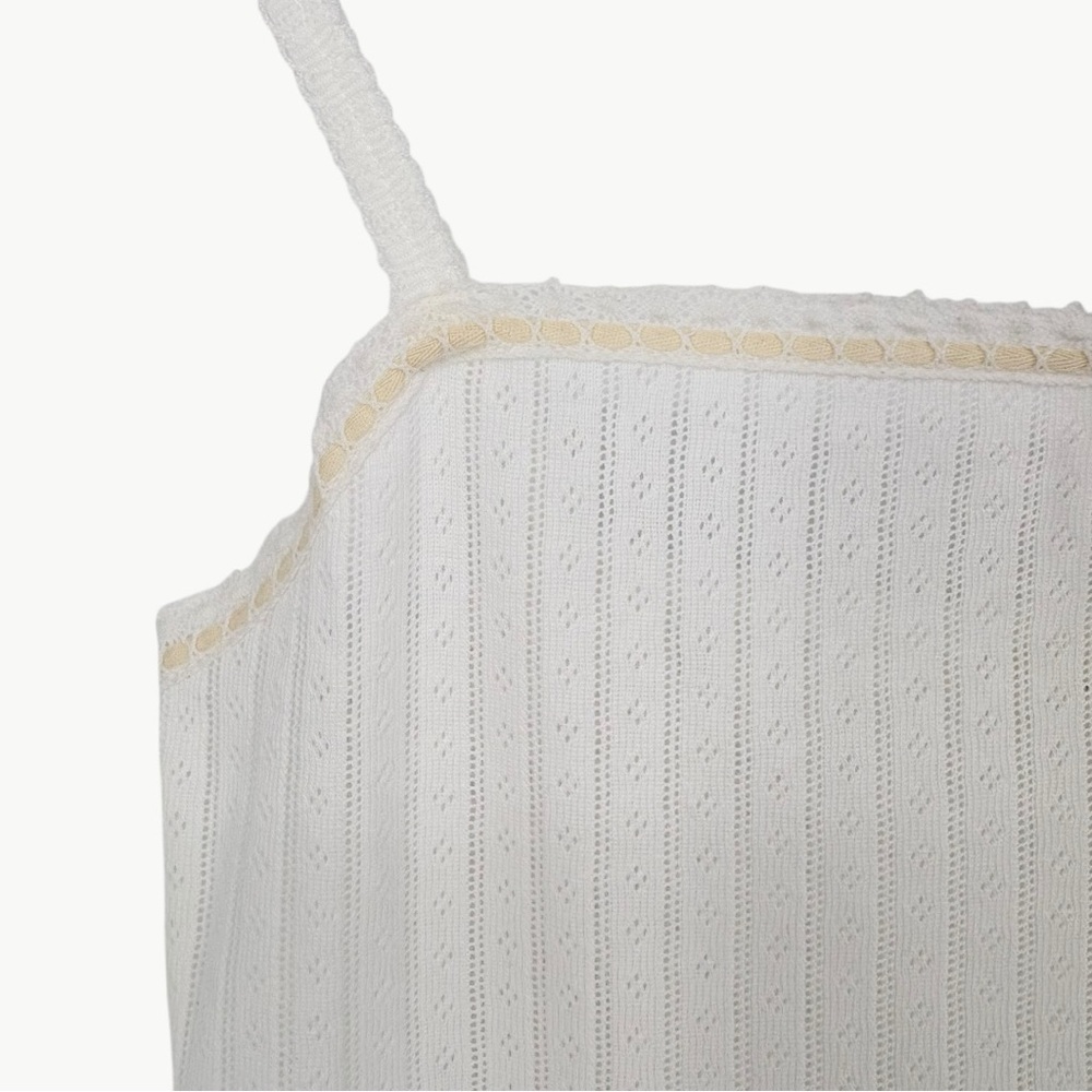 DÔEN Ligea Pointelle Organic Cotton Cami Medium Salt Romantic Cottagecore New - Picture 9 of 13